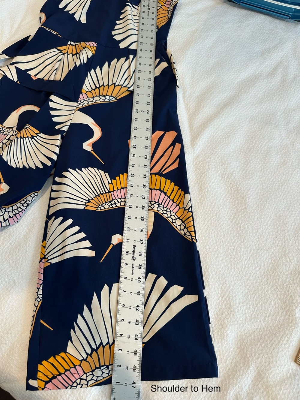 Sleeveless Navy Crane-Print Wide-Leg Jumpsuit - Picture 12 of 13